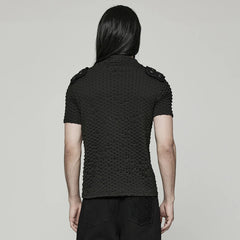 Punk Rave Tattered Black Knit Mesh T-Shirt