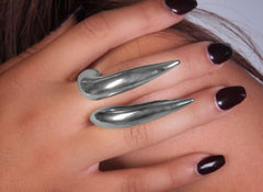 Horn Shape Silver Unisex Ring