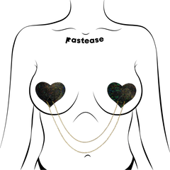 Shattered Disco Ball Heart Gold Chain Nipple Pasties