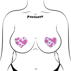 Love: Pink Cow Print Glitter Velvet Nipple Pasties
