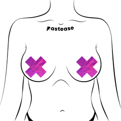 Plus X: Pink Holographic Cross Nipple Pasties