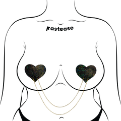 Shattered Disco Ball Heart Gold Chain Nipple Pasties
