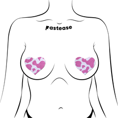 Love: Pink Cow Print Glitter Velvet Nipple Pasties