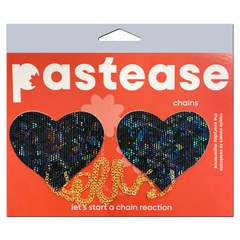 Shattered Disco Ball Heart Gold Chain Nipple Pasties