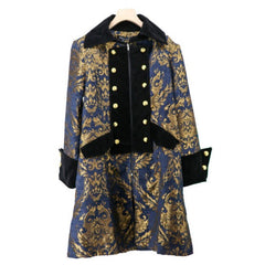 Blue Gold Jacquard Pirate Coat