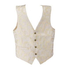 White Paisley Jacquard Short Pirate Vest