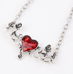 Rose Necklace with Heart Pendant
