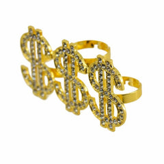 Triple Dollar Sign Gold Ring