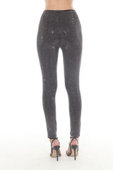 Edgy Black Rhinestone Stretchy Pants