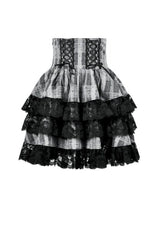 Noir Lolita Black and White High Waisted Tiered Skirt