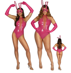 Hot Pink Masked Bunny Women's Sexy Costume