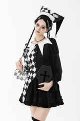 Lolita Harlequin Diamond Jester Pattern Shirt