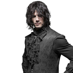 Black Lace Necktie Jabot with Pendant