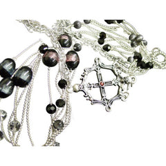 Six Chain Beaded Cross Necklace