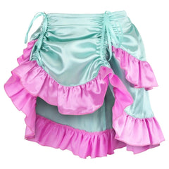 Mint/Pink Satin Ruched Bustle Skirt