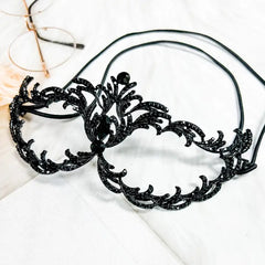 Intricate Black Crystal Masquerade Mask