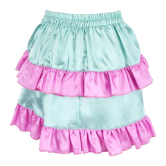Mint/Pink Satin Ruched Bustle Skirt