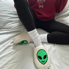 Cozy Alien Face Slippers