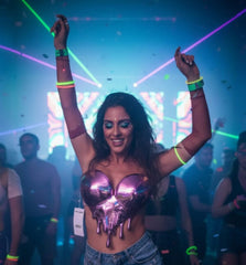 Liquid Chrome Dripping Heart Shaped Top