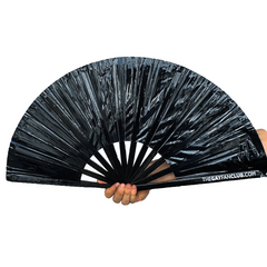 Onyx Black Metallic Hand Fan