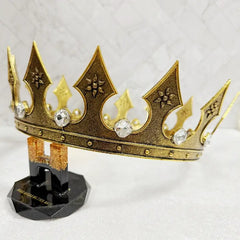 Regal Medieval Pointed Gold Crown with Stones