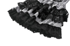 Noir Lolita Black and White High Waisted Tiered Skirt