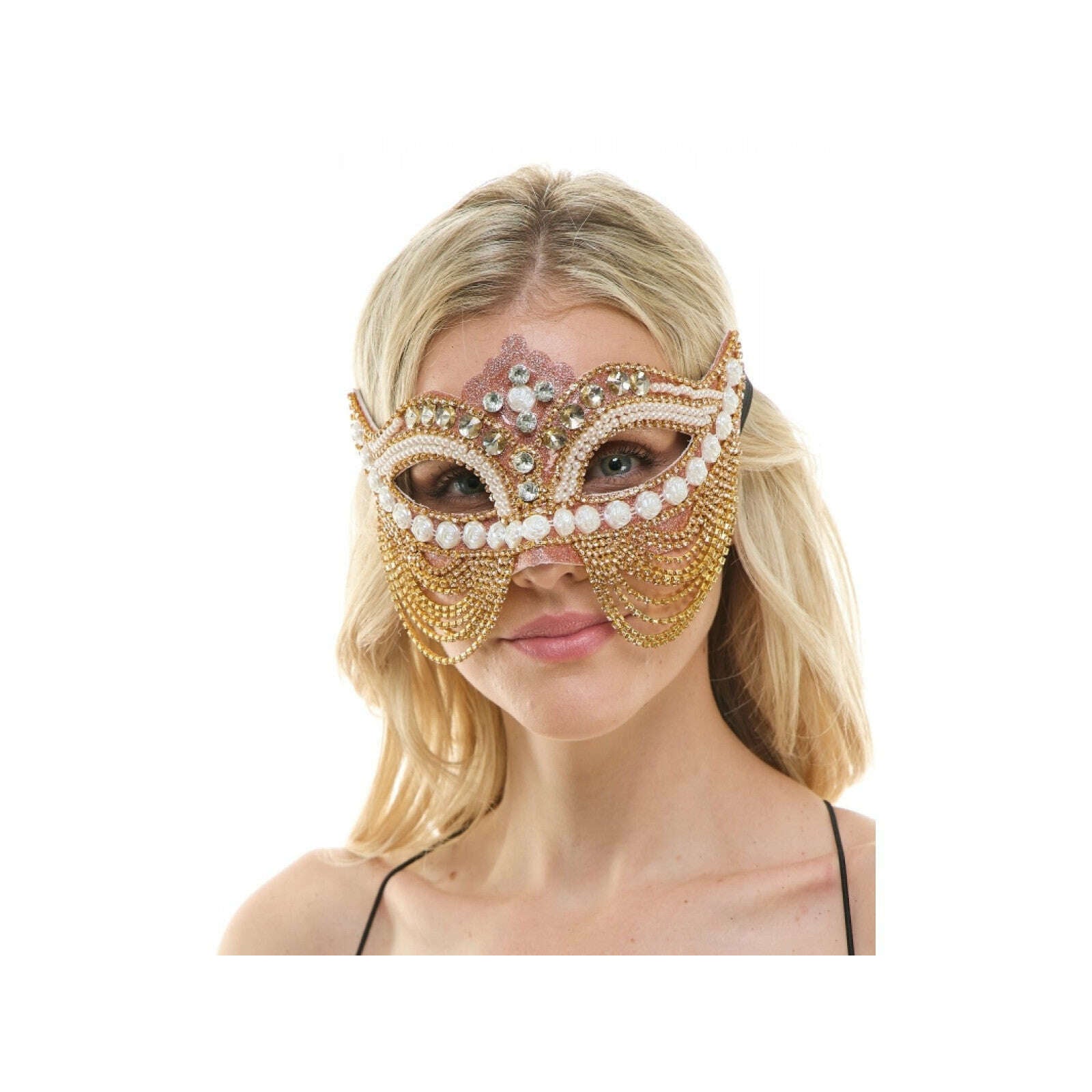 Jeweled Venetian Beaded Curtain Mask