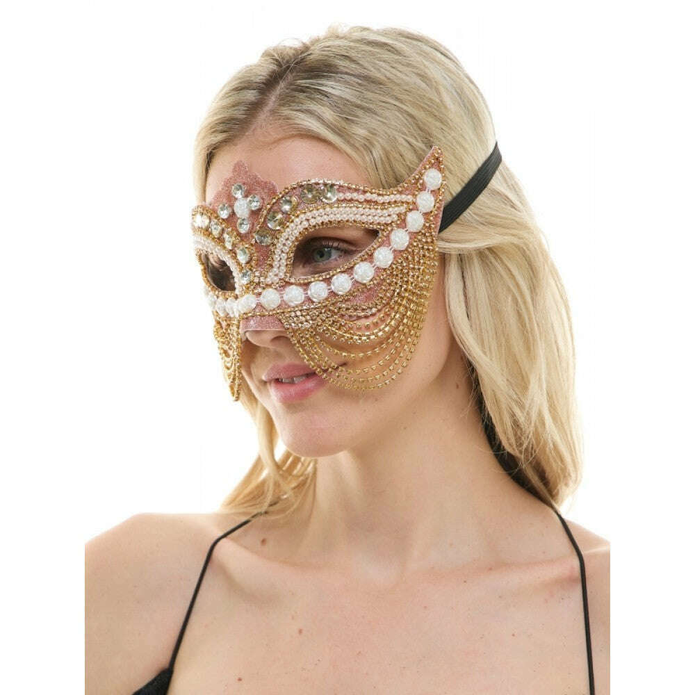 Jeweled Venetian Beaded Curtain Mask