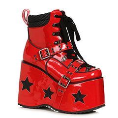 5" Platform Ankle Boots with Buckles and Star Decor