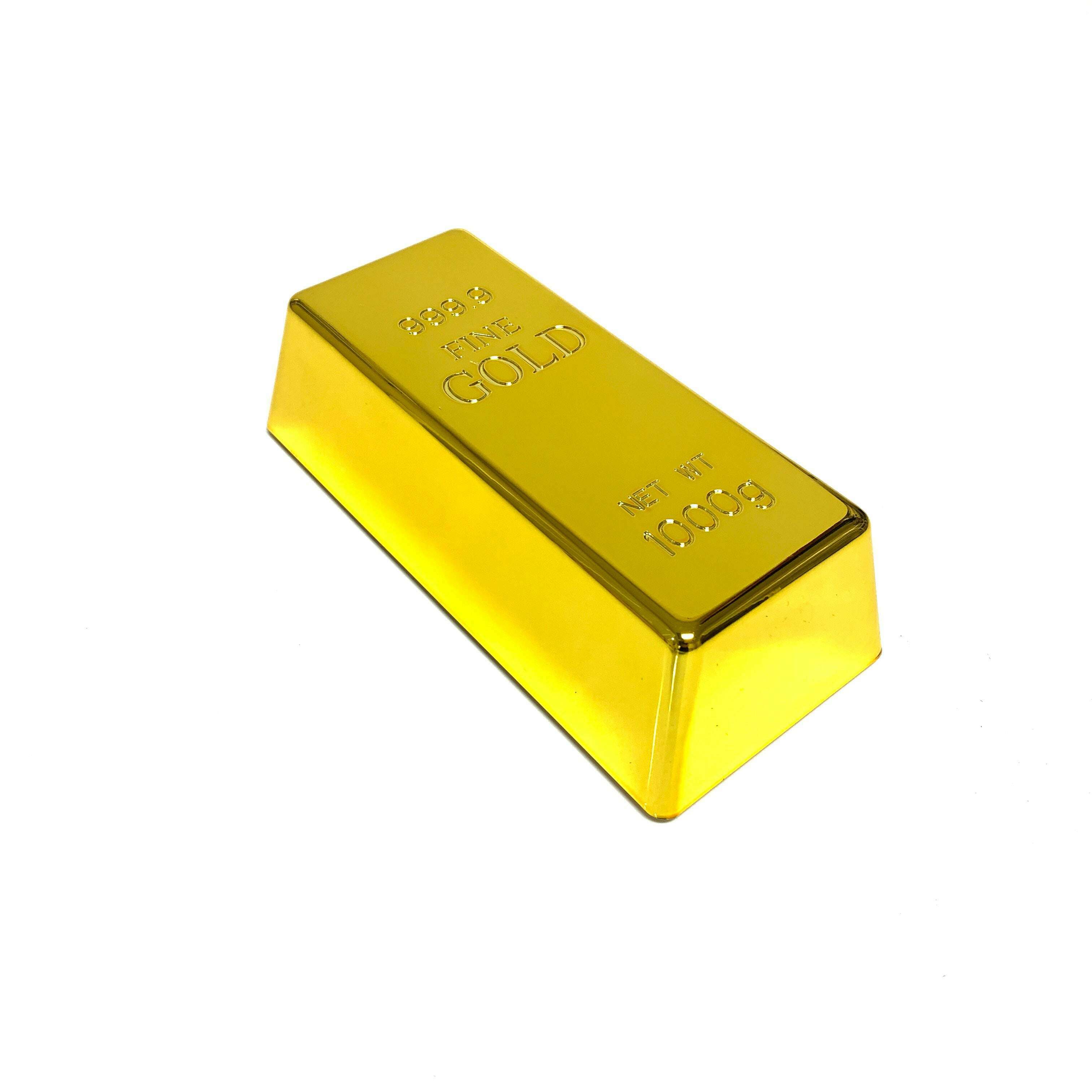 Large Gold Bar Plastic Replica - Weighted Filled Prop