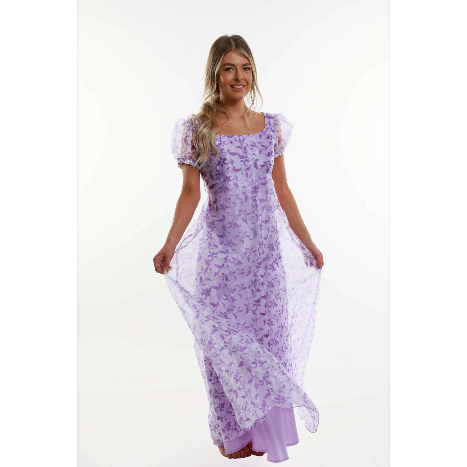 Lavender Adult Regency Puffy Sleeve Dress