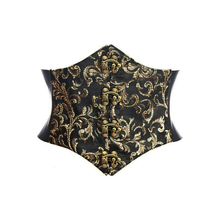 Lavish Black & Gold Swirl Brocade Corset Cincher