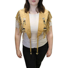 Leatherlike Beaded Fringe Cowgirl Vest