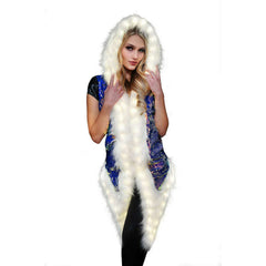 LED Sleeveless Faux Fur Lined Sequin Jacket