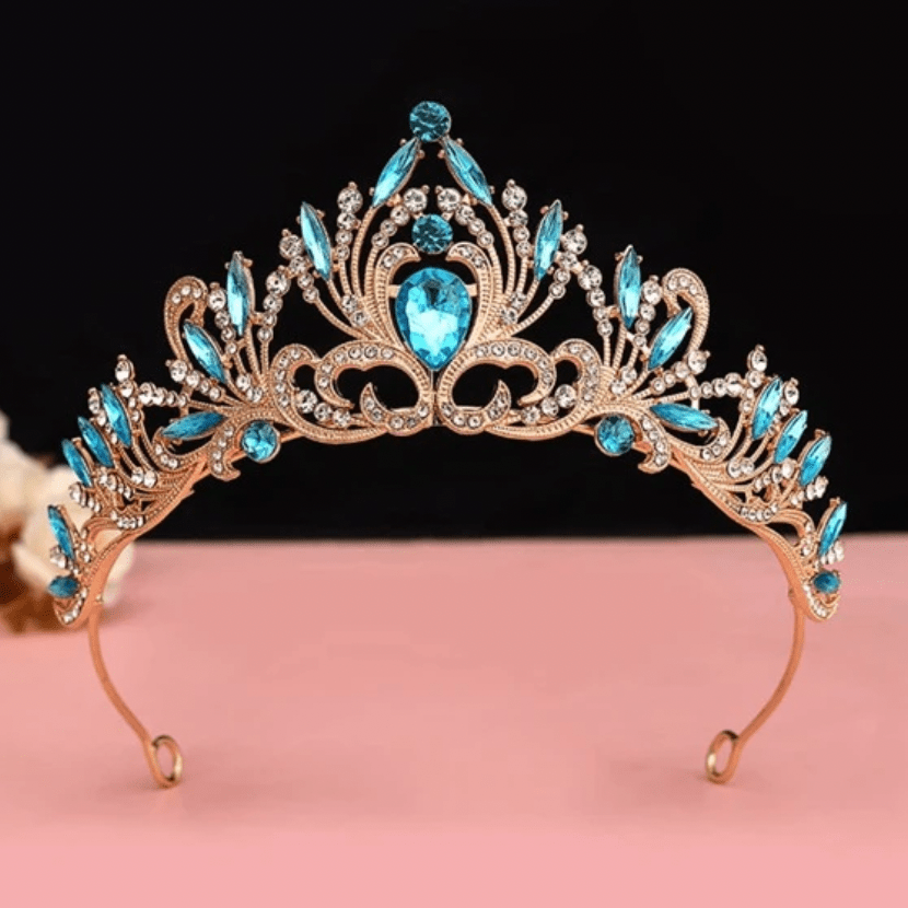 Light Blue Baroque Rhinestone Tiara