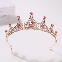 Light Pink and Gold Rhinestone Tiara