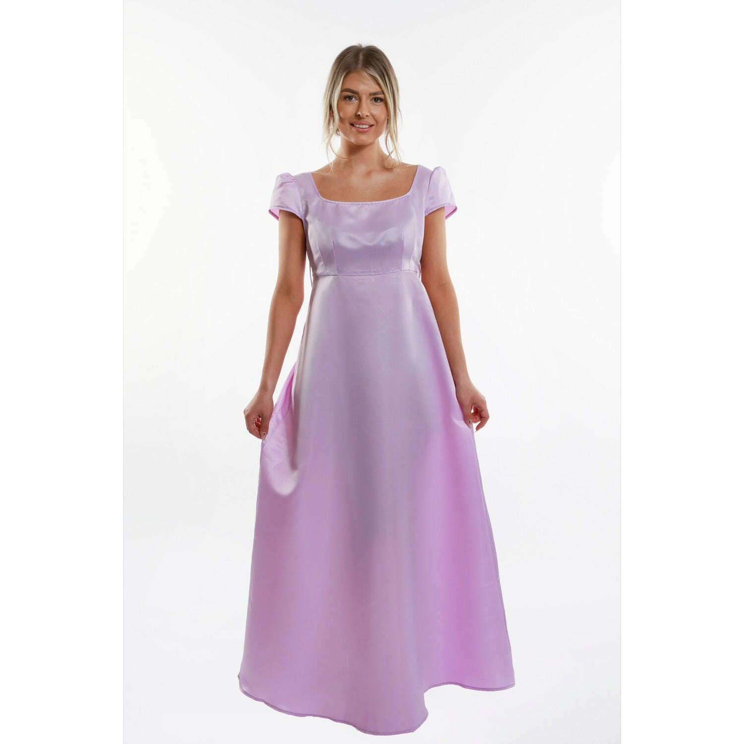 Lilac Regency Adult Satin Puffy Sleeve Dress