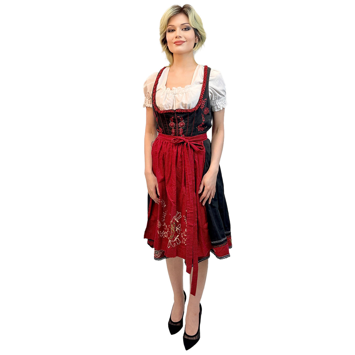 Authentic German Women Red Dirndl Adult Costume