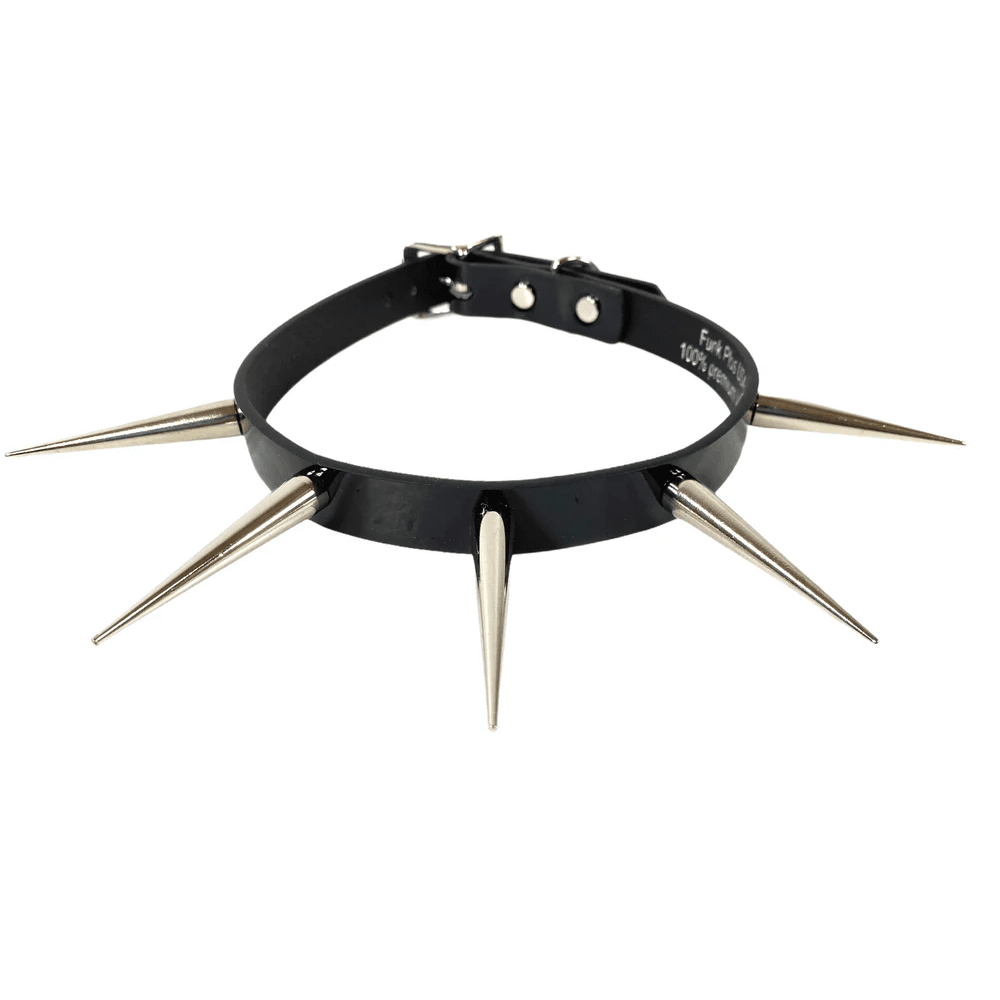 Long Silver Cone Spiked Choker