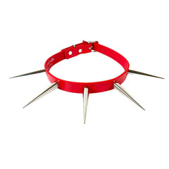 Long Silver Cone Spiked Choker