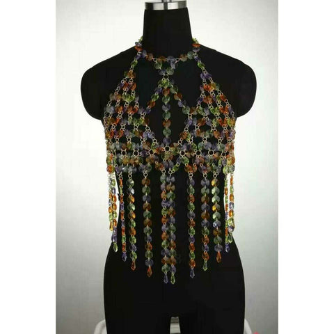 Sexy Metal Acrylic Body Bra Women's Chain Backless Harness Crystal Halter Dress Skirt Party Body Jewelry Festival Clothing main image 1