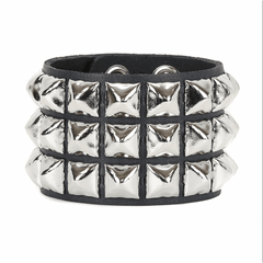 Mall Rat Triple Studded Leather Snap Bracelet