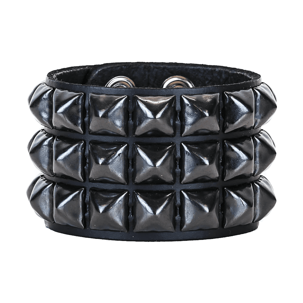 Mall Rat Triple Studded Leather Snap Bracelet