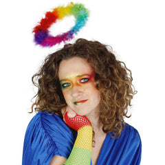 Rainbow Marabou Feather Costume Angel Halo