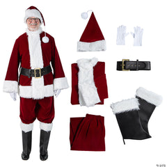 Men's Burgundy Velvet Santa Suit Adult Costume