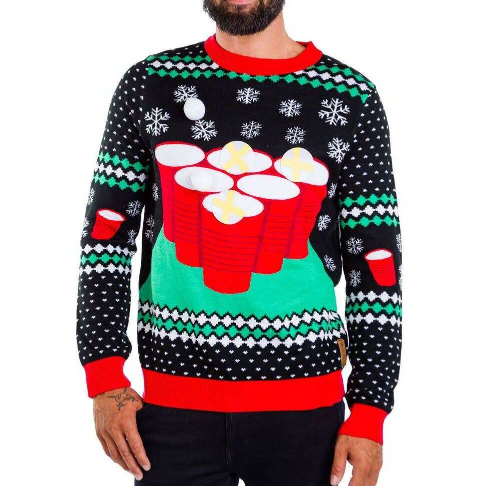 Men's Cheer Pong Game Ugly Christmas Sweater