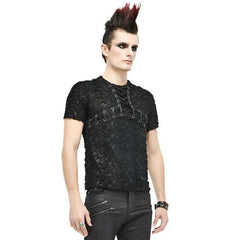 Men's Distressed Lace Up Black Gothic Top