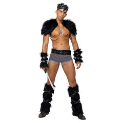 Men's Viking Hunk Shoulder Harness with Chain, Belt, Trunks, and Headpiece