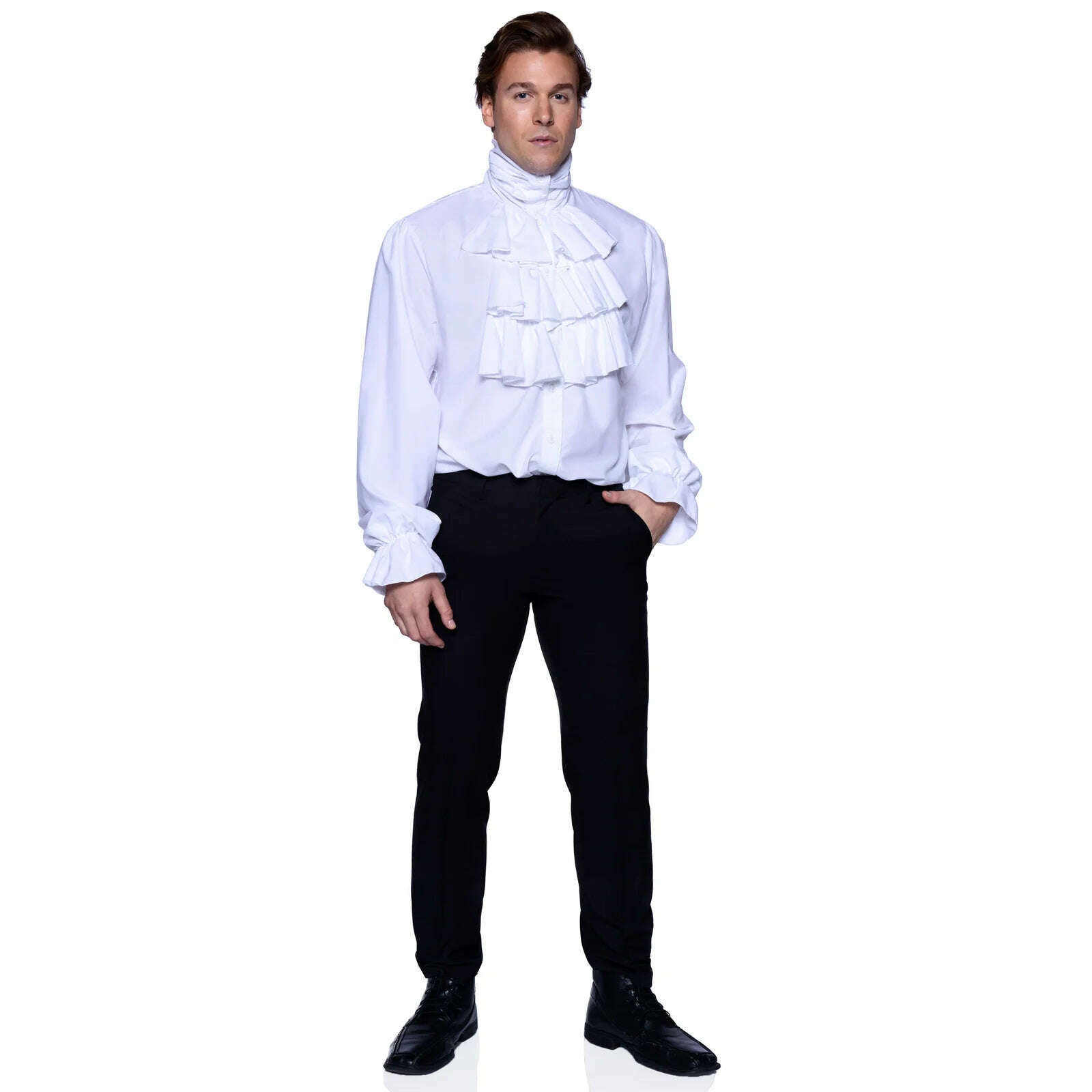 Men's Ruffle Front Shirt Black Medium Men's Ruffle Front Shirt Black Medium