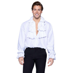 Men's White Ruffle Front Costume Shirt